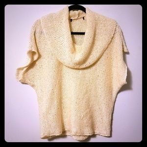 Sparkly cream cowl neck sweater, L